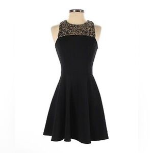 Aqua Elegant Black and Gold Women's Dress, size S